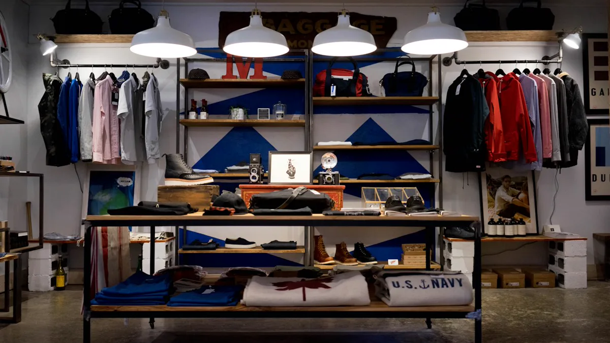 ecommerce calendar: organized boutique shop interior with seasonal product displays